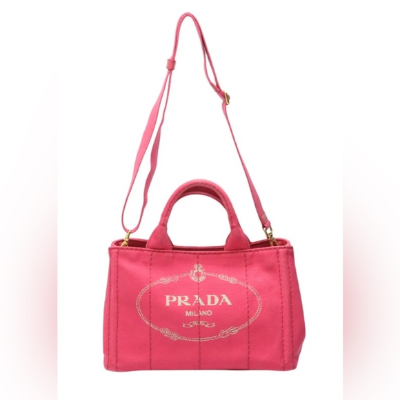 PRADA Tote Bag  Cotton denim pink Tote Bag canvas Canapa Women  Authentic. - Picture 1 of 11